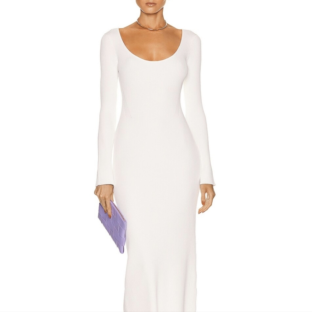 Ganni Ribbed Mélange Knit
Long Sleeve Midi Dress